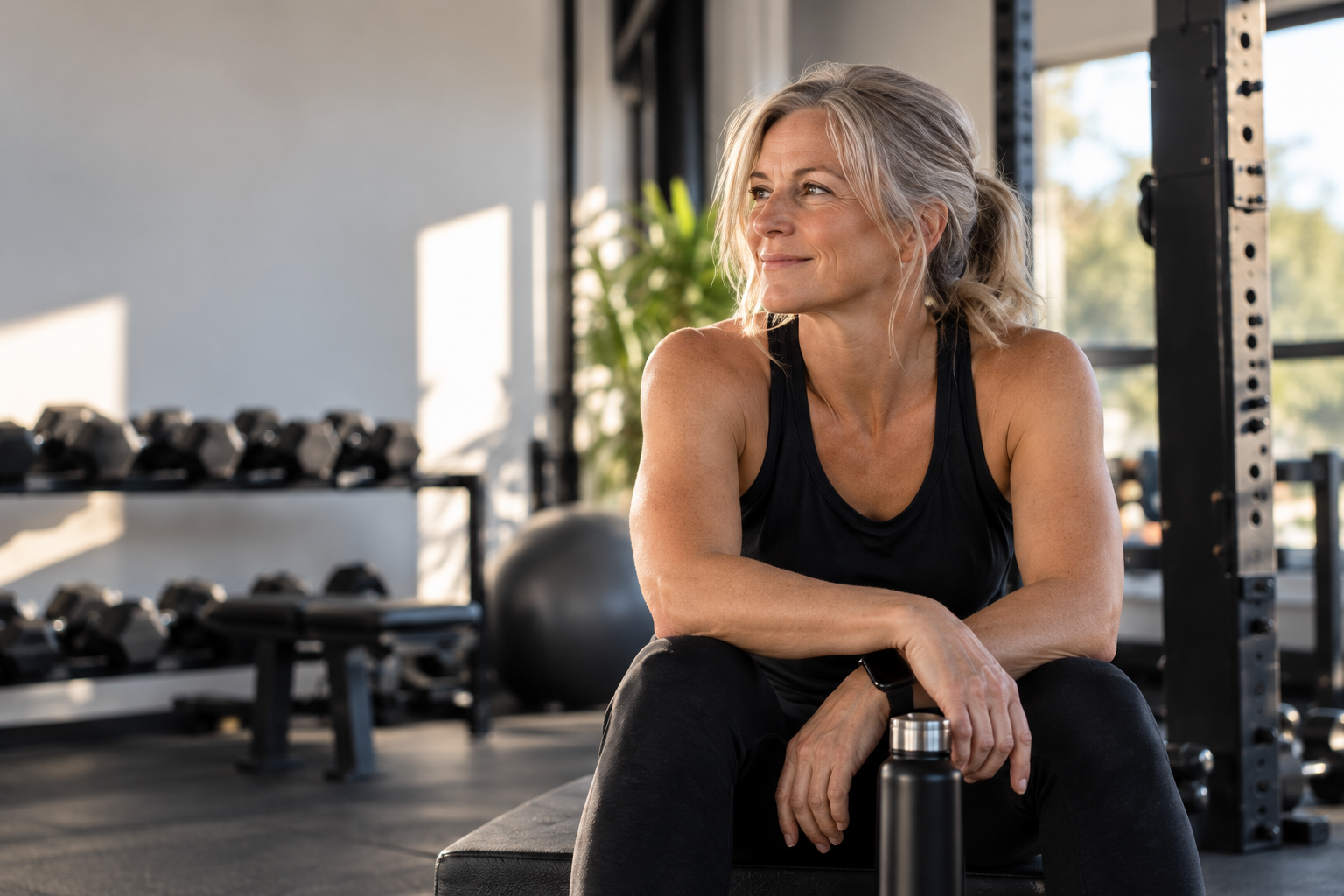 Frau beim Krafttraining mit Kurzhanteln